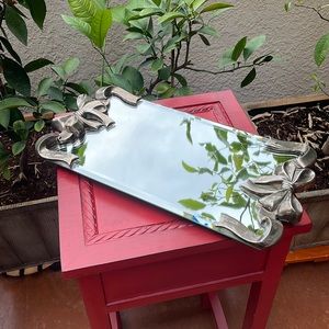 Mirror with Silver Plated Bows , Godinger, 15” x 9”